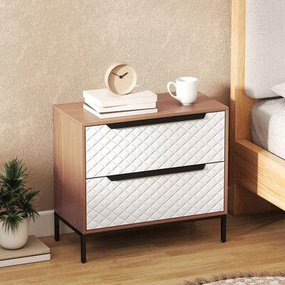 OEM Commode À 2 Tiroirs En Tissu, Façades À Motif Losanges, Idéale Pour Le Salon, Le Bureau Ou Le Dressing, Coloris Naturel Et Blanc. Publicité OEM Commode À 2 Tiroirs En Tissu, Façades À Motif Losanges, Idéale Pour Le Salon, Le Bureau Ou Le Dressing, Coloris Naturel Et Blanc. Publicité