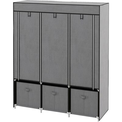 OEM Armoire De Rangement Tissu 5 Étagères 2 Tringles 3 Tiroirs 125x43x162,5 Cm - Publicité OEM Armoire De Rangement Tissu 5 Étagères 2 Tringles 3 Tiroirs 125x43x162,5 Cm - Publicité