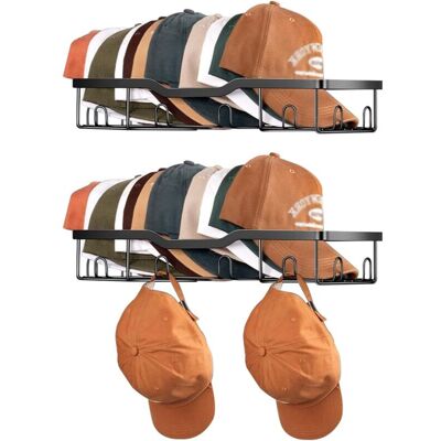 IRISFR Porte Casquette Mural En Métal – Lot De 2 Supports Muraux Pour 20 Casquettes – Rangement Casquettes Mur, Organisateur De Chapeaux Et Snapbacks – Étagère Murale En Métal Noir - Publicité IRISFR Porte Casquette Mural En Métal – Lot De 2 Supports Muraux Pour 20 Casquettes – Rangement Casquettes Mur, Organisateur De Chapeaux Et Snapbacks – Étagère Murale En Métal Noir - Publicité