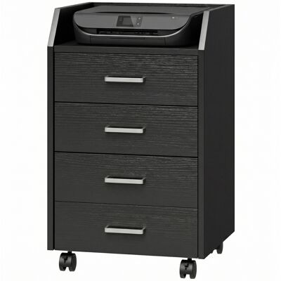 OEM Caisson De Bureau Rangement Sur Roulettes 4 Tiroirs Coulissants En Bois 40 X 36 X 65 Cm Noir - Publicité OEM Caisson De Bureau Rangement Sur Roulettes 4 Tiroirs Coulissants En Bois 40 X 36 X 65 Cm Noir - Publicité