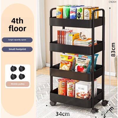 OEM Étagère De Rangement À Roulettes Pour Cuisine, Chambre, Sol, Multi-niveaux, Mobile Pour Goûter Bébé, Salle De Bain, Toilettes (noir, 4 Niveaux) - Publicité OEM Étagère De Rangement À Roulettes Pour Cuisine, Chambre, Sol, Multi-niveaux, Mobile Pour Goûter Bébé, Salle De Bain, Toilettes (noir, 4 Niveaux) - Publicité