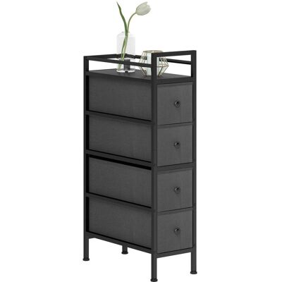 OEM Commode À 4 Tiroirs En Tissu Non Tissé, Meuble De Rangement Avec Structure En Acier, 20 Cm X 43 Cm X 81,5 Cm, Noire - Publicité OEM Commode À 4 Tiroirs En Tissu Non Tissé, Meuble De Rangement Avec Structure En Acier, 20 Cm X 43 Cm X 81,5 Cm, Noire - Publicité