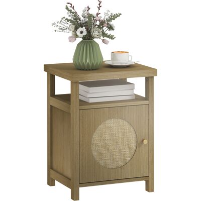 OEM Table De Chevet Avec Porte En Rotin, Table De Nuit Avec Étagère Ouverte Et Compartiment, 40 X 35 X 55 Cm, Bois Naturel - Publicité OEM Table De Chevet Avec Porte En Rotin, Table De Nuit Avec Étagère Ouverte Et Compartiment, 40 X 35 X 55 Cm, Bois Naturel - Publicité