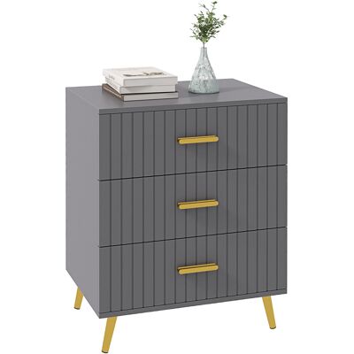 DEVOKO Commode Moderne Anti-basculement 3 Tiroirs Bois Aluminium Design Élégant 60x40x71,5 Cm, Or Gris Foncé - Publicité DEVOKO Commode Moderne Anti-basculement 3 Tiroirs Bois Aluminium Design Élégant 60x40x71,5 Cm, Or Gris Foncé - Publicité