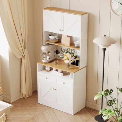 MIDUODUO Buffet Blanc Élégant 2 Tiroirs 4 Portes Avec Poignées Argentées,grand Espace De Rangement Pour Cuisine Salle À Manger Salon. Publicité MIDUODUO Buffet Blanc Élégant 2 Tiroirs 4 Portes Avec Poignées Argentées,grand Espace De Rangement Pour Cuisine Salle À Manger Salon. Publicité