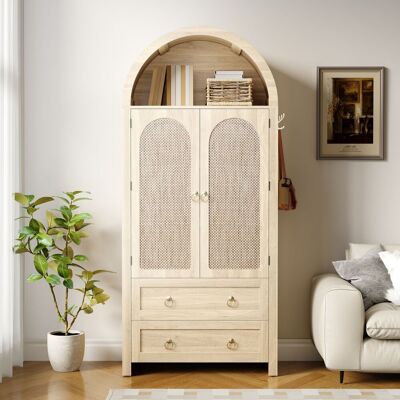 MIDUODUO Buffet Style Nœud En Osier,tiroirs Doubles,buffet Vintage Pour Salon Et Chambre,armoire De Rangement-go - Publicité MIDUODUO Buffet Style Nœud En Osier,tiroirs Doubles,buffet Vintage Pour Salon Et Chambre,armoire De Rangement-go - Publicité