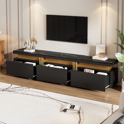 ACKERMAN Meuble Tv Bas Moderne Aspect Marbre, 200 X 40 X 42 Cm – Pour Téléviseurs Jusqu'à 90 Pouces, Trois Tiroirs Et Un Passe-câbles - Publicité ACKERMAN Meuble Tv Bas Moderne Aspect Marbre, 200 X 40 X 42 Cm – Pour Téléviseurs Jusqu'à 90 Pouces, Trois Tiroirs Et Un Passe-câbles - Publicité