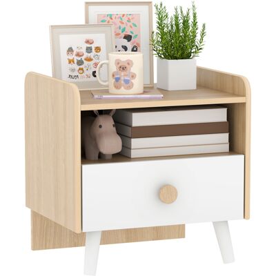 ARRIGONI Table De Chevet Enfant Table De Nuit Enfant Avec Tiroir Et Niche, Petite Table D'Appoint En Bois Pour Chambre D'Enfant - Publicité ARRIGONI Table De Chevet Enfant Table De Nuit Enfant Avec Tiroir Et Niche, Petite Table D'Appoint En Bois Pour Chambre D'Enfant - Publicité