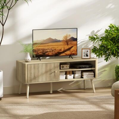 Generic Meuble Tv, Meuble Télé Avec Placard À Porte, Compartiments Ouverts Et Étagère Réglable, 115x35x49cm, Chêne - Publicité Generic Meuble Tv, Meuble Télé Avec Placard À Porte, Compartiments Ouverts Et Étagère Réglable, 115x35x49cm, Chêne - Publicité