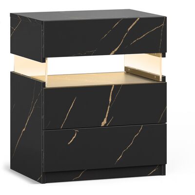 SANS MARQUE Table De Chevet Led Noir And Doré 3 Tiroirs Plateau Acrylique, Rangement Moderne Chambre - Publicité SANS MARQUE Table De Chevet Led Noir And Doré 3 Tiroirs Plateau Acrylique, Rangement Moderne Chambre - Publicité