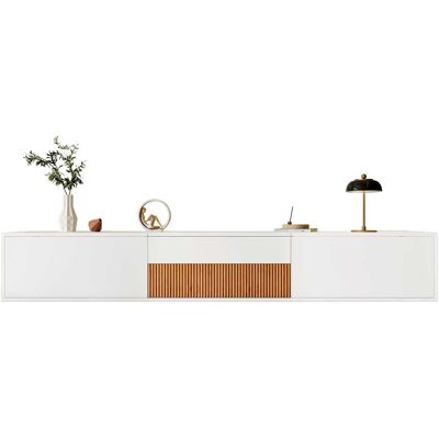 ACKERMAN Meuble Tv Moderne, Support Tv, Panneau Tv, Meuble Tv Bas. Design Unique, Compatible Avec Un Projecteur. 180 X 34 X 30 Cm (l X L X H) - Publicité ACKERMAN Meuble Tv Moderne, Support Tv, Panneau Tv, Meuble Tv Bas. Design Unique, Compatible Avec Un Projecteur. 180 X 34 X 30 Cm (l X L X H) - Publicité