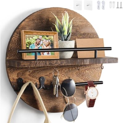 OEM Porte-clés Mural En Bois, Porte-clés Mural Rond En Bois Adapté Au Hall, Au Débarras, Au Couloir, À La Cuisine, Au Bureau (marron) - Publicité OEM Porte-clés Mural En Bois, Porte-clés Mural Rond En Bois Adapté Au Hall, Au Débarras, Au Couloir, À La Cuisine, Au Bureau (marron) - Publicité