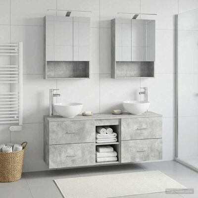 Ensemble D'Armoire De Salle De Bain 5 Pcs Gris Béton Vidaxl - Publicité Ensemble D'Armoire De Salle De Bain 5 Pcs Gris Béton Vidaxl - Publicité