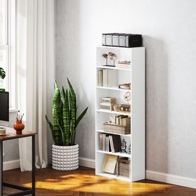 OEM Homcom Bibliothèque Étagère De Rangement À 6 Niveaux - Étagères Réglables, 60x24x158,5cm, Blanc - Publicité OEM Homcom Bibliothèque Étagère De Rangement À 6 Niveaux - Étagères Réglables, 60x24x158,5cm, Blanc - Publicité