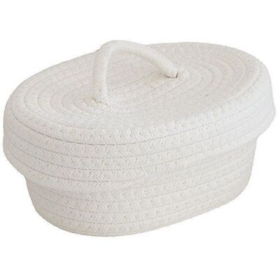 EOSNOW Boîte De Rangement De Bureau Avec Couvercle, Panier En Corde De Coton Fait À La Main Pour Maquillage, Articles Divers, Aiguilles À Collation, Blanc Laiteux - Publicité EOSNOW Boîte De Rangement De Bureau Avec Couvercle, Panier En Corde De Coton Fait À La Main Pour Maquillage, Articles Divers, Aiguilles À Collation, Blanc Laiteux - Publicité