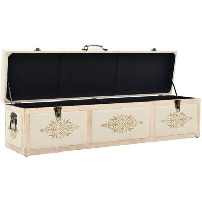 DESIGN IN Banc De Rangement 110 Cm Crème Bois De Sapin Massif Et Tissu - Publicité DESIGN IN Banc De Rangement 110 Cm Crème Bois De Sapin Massif Et Tissu - Publicité