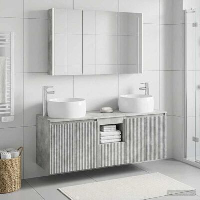 Ensemble D'Armoire De Salle De Bain 4 Pcs Gris Béton Vidaxl - Publicité Ensemble D'Armoire De Salle De Bain 4 Pcs Gris Béton Vidaxl - Publicité