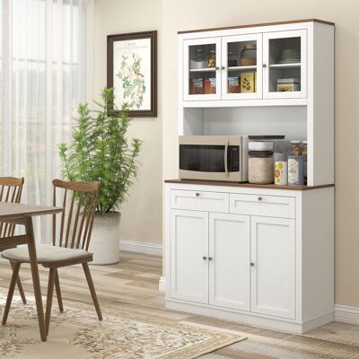 OEM Buffet Haut Cuisine, Armoire De Cuisine, 6 Portes, 2 Tiroirs, Plan De Travail, Étagères Réglables, 100x40x180cm, Blanc - Publicité OEM Buffet Haut Cuisine, Armoire De Cuisine, 6 Portes, 2 Tiroirs, Plan De Travail, Étagères Réglables, 100x40x180cm, Blanc - Publicité