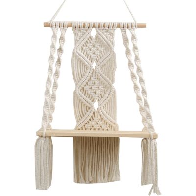 ALVIOR Etagere Murale Macrame - Cordon Coton Naturel - Support Plantes Déco Intérieure Salon Chambre - 1 Pièce - Publicité ALVIOR Etagere Murale Macrame - Cordon Coton Naturel - Support Plantes Déco Intérieure Salon Chambre - 1 Pièce - Publicité