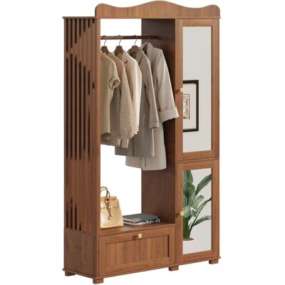 ACKERMAN Armoire Avec Miroir Et Penderie Ouverte – Armoire Compacte Et Pratique Avec Tiroir Et 2 Portes, Idéale Pour La Chambre Et L'Entrée. Publicité ACKERMAN Armoire Avec Miroir Et Penderie Ouverte – Armoire Compacte Et Pratique Avec Tiroir Et 2 Portes, Idéale Pour La Chambre Et L'Entrée. Publicité