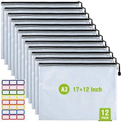 OEM 12 Pochettes De Rangement Zippées En Filet A3, Imperméables Et Résistantes Aux Déchirures, Adaptées À L'Organisation De Documents À L'École, Au Bureau, À La Maison Et En Voyage (17-12 Pouces). Publicité OEM 12 Pochettes De Rangement Zippées En Filet A3, Imperméables Et Résistantes Aux Déchirures, Adaptées À L'Organisation De Documents À L'École, Au Bureau, À La Maison Et En Voyage (17-12 Pouces). Publicité