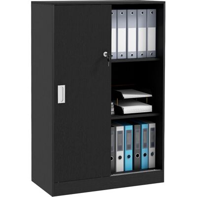 ARRIGONI Armoire De Bureau 2 Portes Coulissantes Verrouillables Dim. 80l X 40l X 120h Cm 2 Étagères Panneaux Particules Noir - Publicité ARRIGONI Armoire De Bureau 2 Portes Coulissantes Verrouillables Dim. 80l X 40l X 120h Cm 2 Étagères Panneaux Particules Noir - Publicité