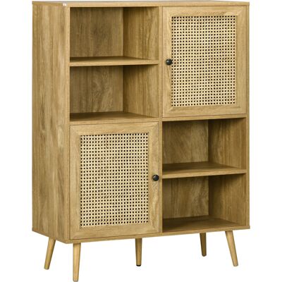 OEM Buffet Meuble De Rangement Armoire Haut Aspect Bois Et Cannage Design 2 Portes 90l X 32 5l X 120h Cm - Publicité OEM Buffet Meuble De Rangement Armoire Haut Aspect Bois Et Cannage Design 2 Portes 90l X 32 5l X 120h Cm - Publicité