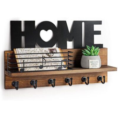 OEM Porte-clés Mural En Bois À 6 Crochets – Support Vintage Avec Étagère De Rangement – Pour Clés Et Courrier À L'Entrée - Publicité OEM Porte-clés Mural En Bois À 6 Crochets – Support Vintage Avec Étagère De Rangement – Pour Clés Et Courrier À L'Entrée - Publicité