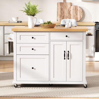 DEVOKO Îlot De Cuisine Mobile Gris Sur Roues Avec Table Extensible, Rangement À Tiroirs Multifonctionnel Adapté Cuisine Et Repas - Publicité DEVOKO Îlot De Cuisine Mobile Gris Sur Roues Avec Table Extensible, Rangement À Tiroirs Multifonctionnel Adapté Cuisine Et Repas - Publicité