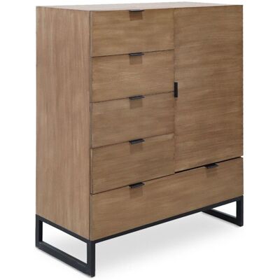 MENZZO Buffet Haut 5 Tiroirs Et 1 Porte Battante Panara L90cm Bois D'Acacia Patiné - Publicité MENZZO Buffet Haut 5 Tiroirs Et 1 Porte Battante Panara L90cm Bois D'Acacia Patiné - Publicité