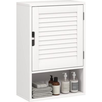 Generic Armoire Murale De Salle De Bain Avec Porte À Lattes, Étagère Réglable Et Compartiment Ouvert, 40x20x60cm, Blanc - Publicité Generic Armoire Murale De Salle De Bain Avec Porte À Lattes, Étagère Réglable Et Compartiment Ouvert, 40x20x60cm, Blanc - Publicité