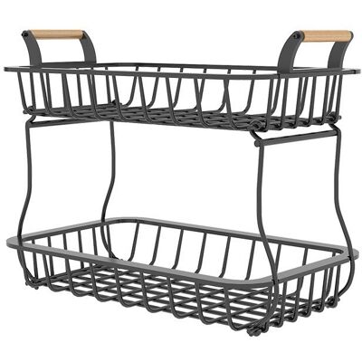 OEM Panier De Rangement 2 Niveaux, Organisateur Cuisine Poignée Bois, Bol Acier Carbone Mailles Fines, Panier Rectangulaire Métallique Amovible - Publicité OEM Panier De Rangement 2 Niveaux, Organisateur Cuisine Poignée Bois, Bol Acier Carbone Mailles Fines, Panier Rectangulaire Métallique Amovible - Publicité