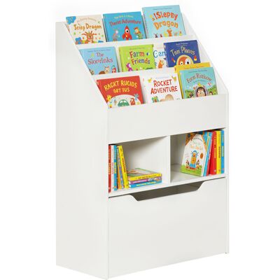 OEM Bibliothèque Étagère Multi Rangement 3 Étagères 2 Niches Grand Tiroir En Bois Blanc - Publicité OEM Bibliothèque Étagère Multi Rangement 3 Étagères 2 Niches Grand Tiroir En Bois Blanc - Publicité