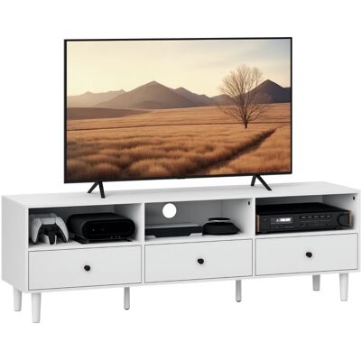 Generic Meuble Tv Pour Écrans De 75 Pouces, 3 Compartiments Ouverts, 3 Tiroirs, Panneaux De Particules, Blanc - Publicité Generic Meuble Tv Pour Écrans De 75 Pouces, 3 Compartiments Ouverts, 3 Tiroirs, Panneaux De Particules, Blanc - Publicité