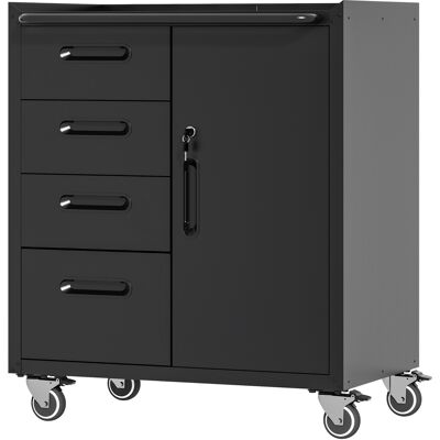 ACKERMAN Armoire À Outils Métallique Stable Avec Roulettes - 75 X 42 X 88 Cm, Noir/gris, Pour Garage, Bureau Et Maison - Publicité ACKERMAN Armoire À Outils Métallique Stable Avec Roulettes - 75 X 42 X 88 Cm, Noir/gris, Pour Garage, Bureau Et Maison - Publicité