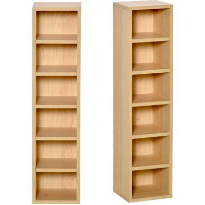 OEM Homcom Lot De 2 Étagères Colonnes Armoire De Rangement Cd-dvd 6 + 6 Compartiments Dim. 21l X 19l X 88h Cm Capacité Max. 160 Cd Coloris Hêtre - Publicité OEM Homcom Lot De 2 Étagères Colonnes Armoire De Rangement Cd-dvd 6 + 6 Compartiments Dim. 21l X 19l X 88h Cm Capacité Max. 160 Cd Coloris Hêtre - Publicité