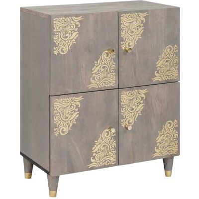 Maison La Vie - Buffet Salon Moderne - Meuble De Rangement - Gris Et Or 60 X 33 X 75 Cm Bois De Mangue Massif Bu4624 - Publicité Maison La Vie - Buffet Salon Moderne - Meuble De Rangement - Gris Et Or 60 X 33 X 75 Cm Bois De Mangue Massif Bu4624 - Publicité