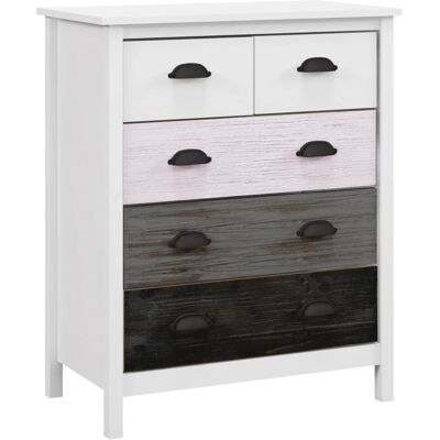 ACKERMAN Commode, Armoire De Rangement Avec 5 Tiroirs, Anti-basculement Pour Chambre Et Salon, Blanc, 70x38x85cm - Publicité ACKERMAN Commode, Armoire De Rangement Avec 5 Tiroirs, Anti-basculement Pour Chambre Et Salon, Blanc, 70x38x85cm - Publicité