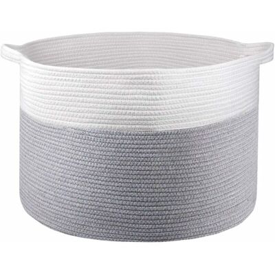 ENLENK Grand Panier De Corde De Coton 21x 21 X 14panier Tissé Décoratif, Paniers à Linge Pour Couvertures Jouets Serviettes Panier De Pépinière Avec Poignée - Publicité ENLENK Grand Panier De Corde De Coton 21x 21 X 14panier Tissé Décoratif, Paniers à Linge Pour Couvertures Jouets Serviettes Panier De Pépinière Avec Poignée - Publicité