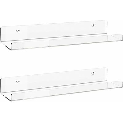 OEM Lot De 2 Étagères Flottantes Invisibles En Acrylique - Étagères Murales Flottantes Pour Chambre D'Enfant, Bibliothèque, Épices, Salle De Bain Pour Cosmétiques, Photos, Livres, Épices - Publicité OEM Lot De 2 Étagères Flottantes Invisibles En Acrylique - Étagères Murales Flottantes Pour Chambre D'Enfant, Bibliothèque, Épices, Salle De Bain Pour Cosmétiques, Photos, Livres, Épices - Publicité