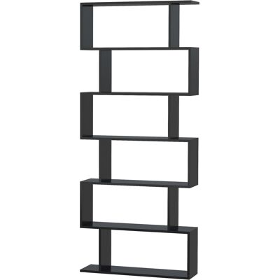 OEM Bibliothèque Étagère Zig Zag Design Contemporain 80l X 23l X 192h Cm 6 Niveaux Noir - Publicité OEM Bibliothèque Étagère Zig Zag Design Contemporain 80l X 23l X 192h Cm 6 Niveaux Noir - Publicité