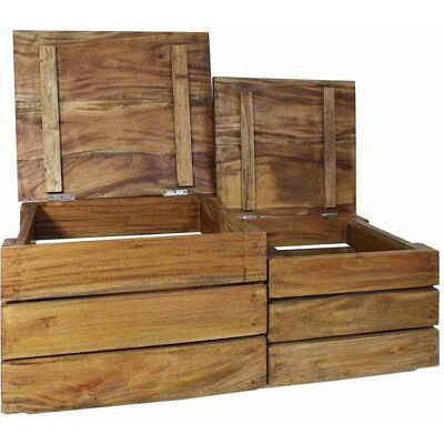 Maison Exclusive - Ensemble De Caisse De Rangement 2 Pcs Bois D'Acajou Massif - Publicité Maison Exclusive - Ensemble De Caisse De Rangement 2 Pcs Bois D'Acajou Massif - Publicité