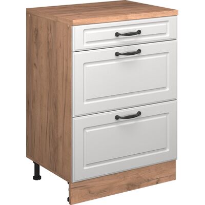 Commode D'Extension Rion, Blanc Campagne/chêne De Force Doré, 60x46cm Sans Pente Avec 3 Tiroirs, Vicco - Publicité Commode D'Extension Rion, Blanc Campagne/chêne De Force Doré, 60x46cm Sans Pente Avec 3 Tiroirs, Vicco - Publicité
