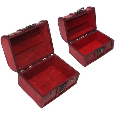 MRTRS Ensemble De Deux Coffres À Bijoux Vintage En Bois Rouge, De Taille Moyenne Et Polyvalents, Adaptés Aux Chambres Et Aux Bureaux. Publicité MRTRS Ensemble De Deux Coffres À Bijoux Vintage En Bois Rouge, De Taille Moyenne Et Polyvalents, Adaptés Aux Chambres Et Aux Bureaux. Publicité