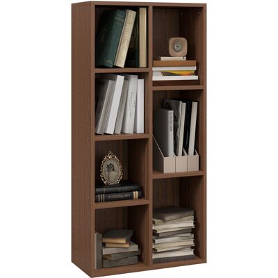 ARRIGONI Bibliotheque A Cubes En Bois Avec 7 Etageres De Differentes Tailles 50x24x106 Cm Noyer - Publicité ARRIGONI Bibliotheque A Cubes En Bois Avec 7 Etageres De Differentes Tailles 50x24x106 Cm Noyer - Publicité