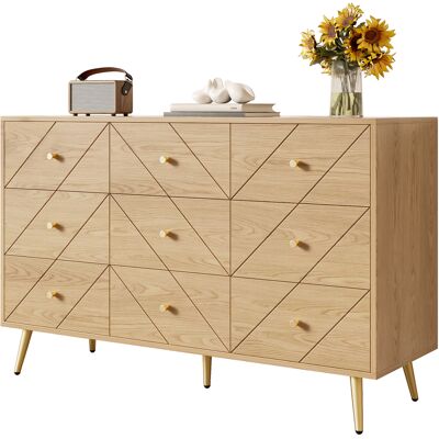 ACKERMAN Commode Moderne À 9 Tiroirs Avec Pieds En Fer – Solution De Rangement Élégante Pour La Chambre, Le Salon Et Le Couloir – Construction Robuste En Panneaux De Particules Avec D'Élégants Motifs Géométriq - Publicité ACKERMAN Commode Moderne À 9 Tiroirs Avec Pieds En Fer – Solution De Rangement Élégante Pour La Chambre, Le Salon Et Le Couloir – Construction Robuste En Panneaux De Particules Avec D'Élégants Motifs Géométriq - Publicité