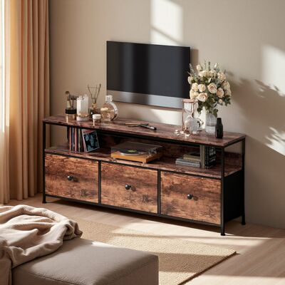 MINICLOSS Meuble Tv 108 Cm Avec Led – 3 Tiroirs Et Étagères Ouvertes, Style Campagnard Pour Salon Et Chambre - Publicité MINICLOSS Meuble Tv 108 Cm Avec Led – 3 Tiroirs Et Étagères Ouvertes, Style Campagnard Pour Salon Et Chambre - Publicité