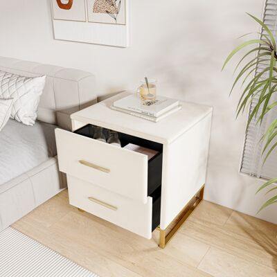 VASIEN Tables De Chevet Lot De 2 – Bedside Table Dimensions 40x40x50 Cm - Buffet De Rangement - Commode À 2 Tiroir – Panneau D’aggloméré Beige - Mdf- Velours – Multifonctionnelles Pour Rangement - Publicité VASIEN Tables De Chevet Lot De 2 – Bedside Table Dimensions 40x40x50 Cm - Buffet De Rangement - Commode À 2 Tiroir – Panneau D’aggloméré Beige - Mdf- Velours – Multifonctionnelles Pour Rangement - Publicité