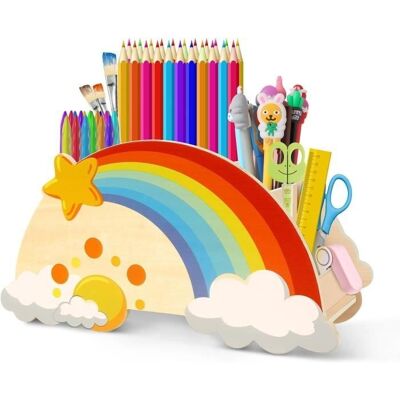 Cellfast Organiseur Bureau Enfant - Pot À Crayon Bois - 5 Compartiments - Design Arc-en-ciel - Résistant À L'Eau - Publicité Cellfast Organiseur Bureau Enfant - Pot À Crayon Bois - 5 Compartiments - Design Arc-en-ciel - Résistant À L'Eau - Publicité