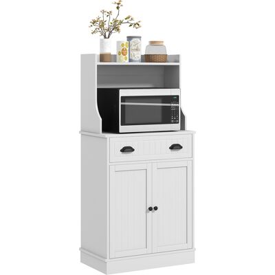 OEM Meuble Armoire Micro-ondes Pour Cuisine Avec Espace Ouvert 1 Tiroir Et Placard 2 Portes 61 X 35 X 125.4 Cm Blanc - Publicité OEM Meuble Armoire Micro-ondes Pour Cuisine Avec Espace Ouvert 1 Tiroir Et Placard 2 Portes 61 X 35 X 125.4 Cm Blanc - Publicité